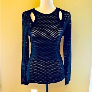 BCBG MaxAzria Black Mesh Top